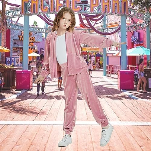 Woolicity Girls Sweatsuits Set Velour Tracksuit 2 Piece Outfits Zip Up Hoodies and Pants Sportswear Jogging Set 5 51O8M+THwDL. AC