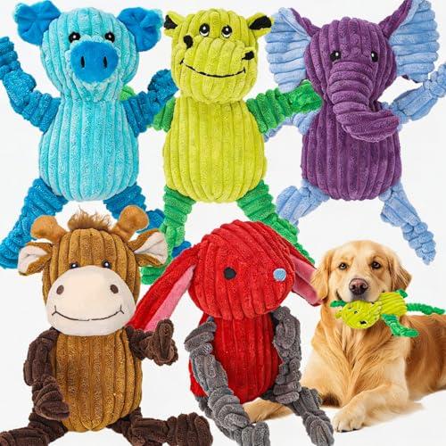 Paquete de 5 Juguetes Sonoros para Perros de Peluche Resistentes miniatura 1