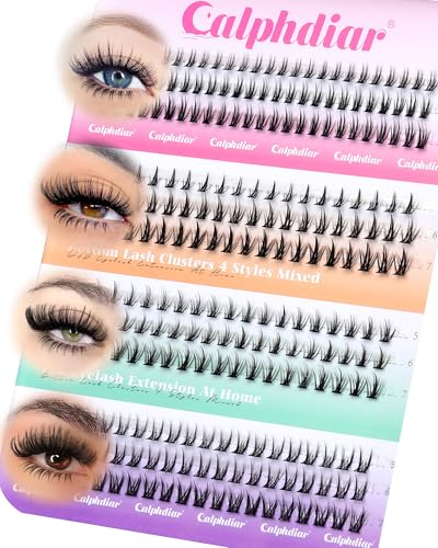 Bottom Lash Clusters DIY Eyelash Extensions 4 Styles Lower Lashes Wispy Bottom Individual Lashes 5-7mm Natural Thin Band Eyelash Clusters 225pcs for Bottom Lash Extension by calphdiar