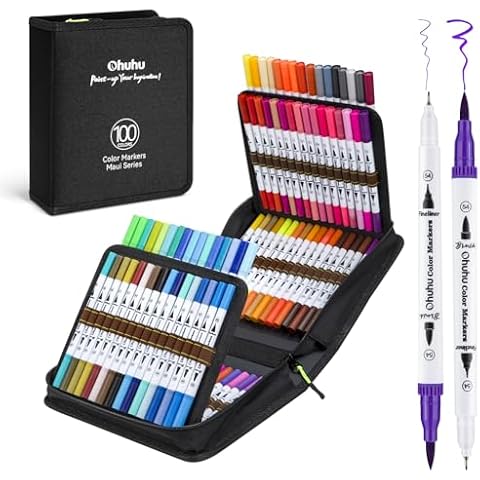 Ohuhu 100 Colour Dual Tip Brush Pens Cover