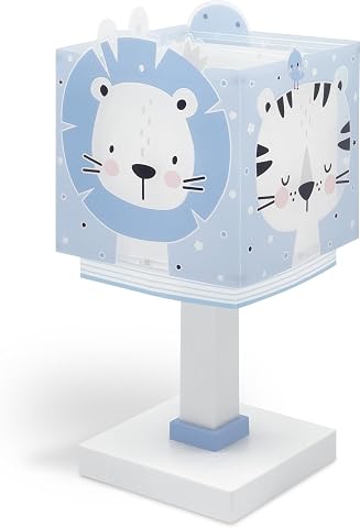 Dalber Lampada da tavolo o comodino per bambini Baby Jungle Blue Animali della giungla, 63111NT, G4-4W LED -...