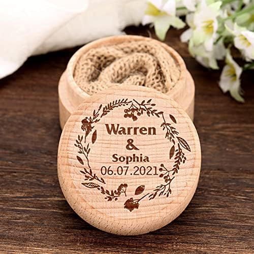 Personalised Ring Box for Wedding Day, Engraved Ring Bearer Box Wood Proposal Ring Box Custom Gift for Engagement Anniversary Wedding Ceremony Jewellery Accessories