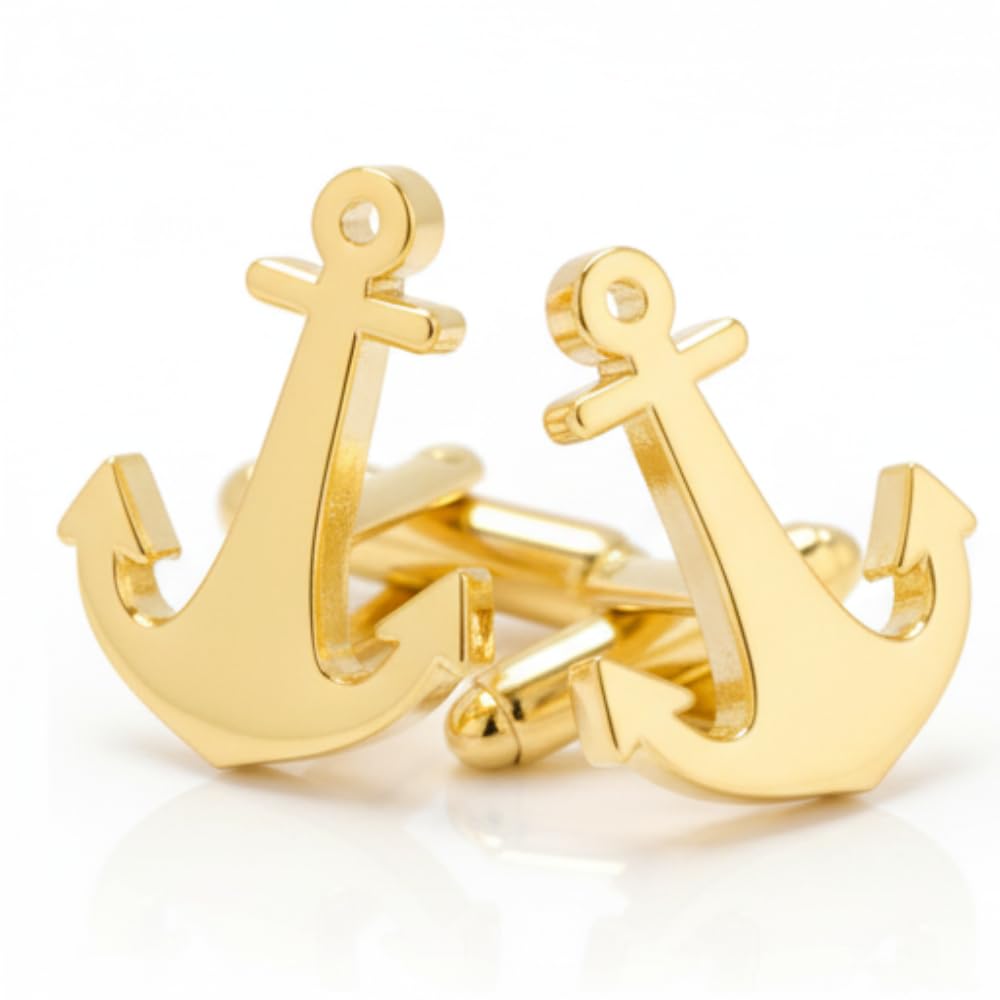 moskai Anchor Cufflinks for Men | Nautical Theme Design | Luxury Plated Base Metal with Enamel Finish | Elegant Formal & Party Accessory-picture-35