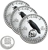The F-CAW-F Coin — for Those Who Laugh at Life and Give Zero F*CKS! Funny Raven Challenge Coin,Black Raven Last Fuck Coin,Funny Novelty Joke Coins,Adult Humor Gift for Friends(3PCS)