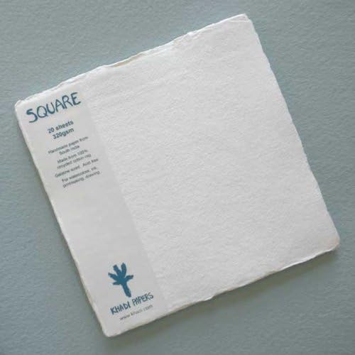 Khadi Paper Packs from India - 140lb (320gsm) Watercolor Paper - 12"x12" Pack of 20 Sheets 140lb/320gsm