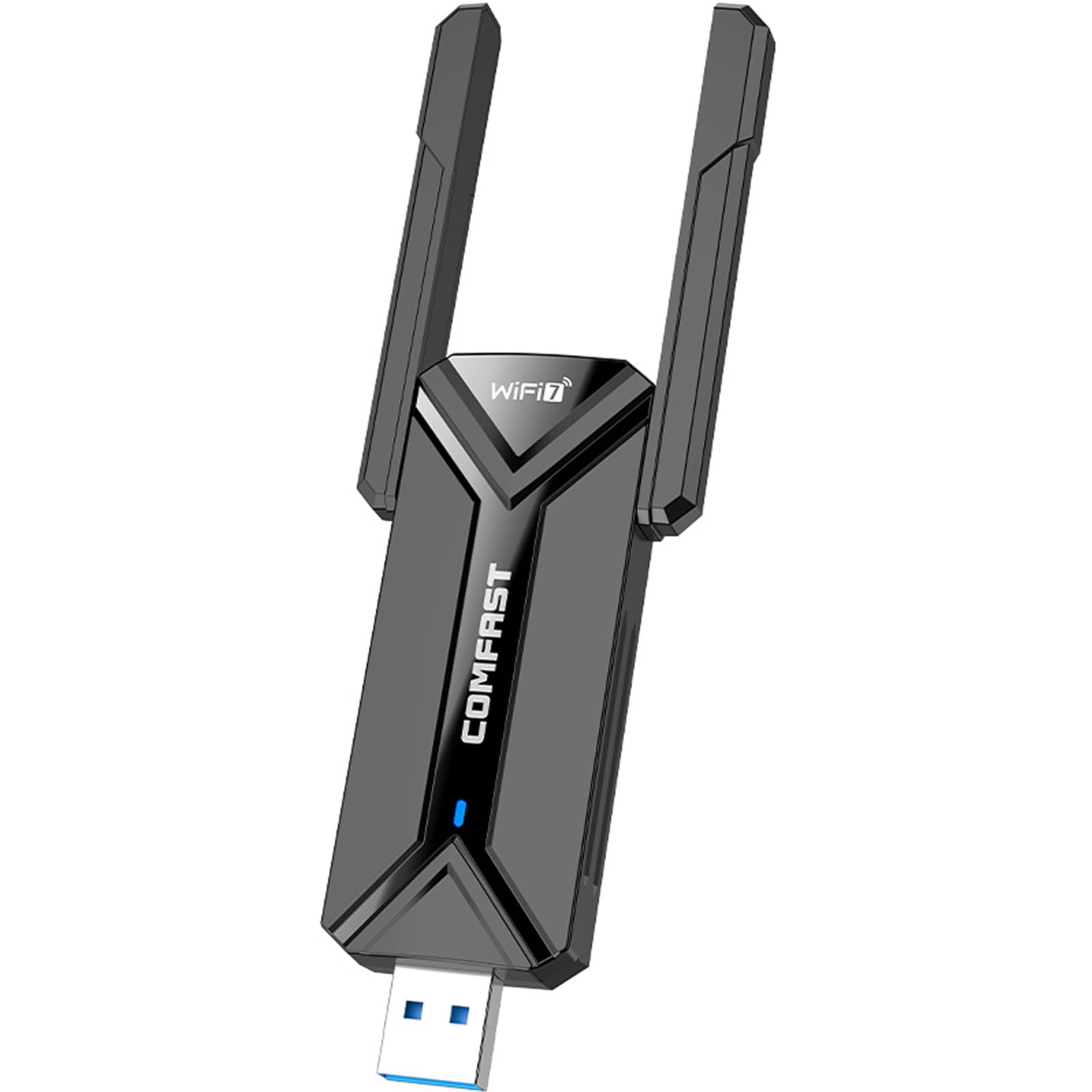COMFAST Clé WiFi USB 3.0 USB WLAN Adaptateur WiFi 7 6500 Mbit Triple Bande | Avec double antennes, OFDMA & MU-MIMO, WPA3, compatible avec Win10/11, sans pilote, prêt à l'emploi pour ordinateur de bureau