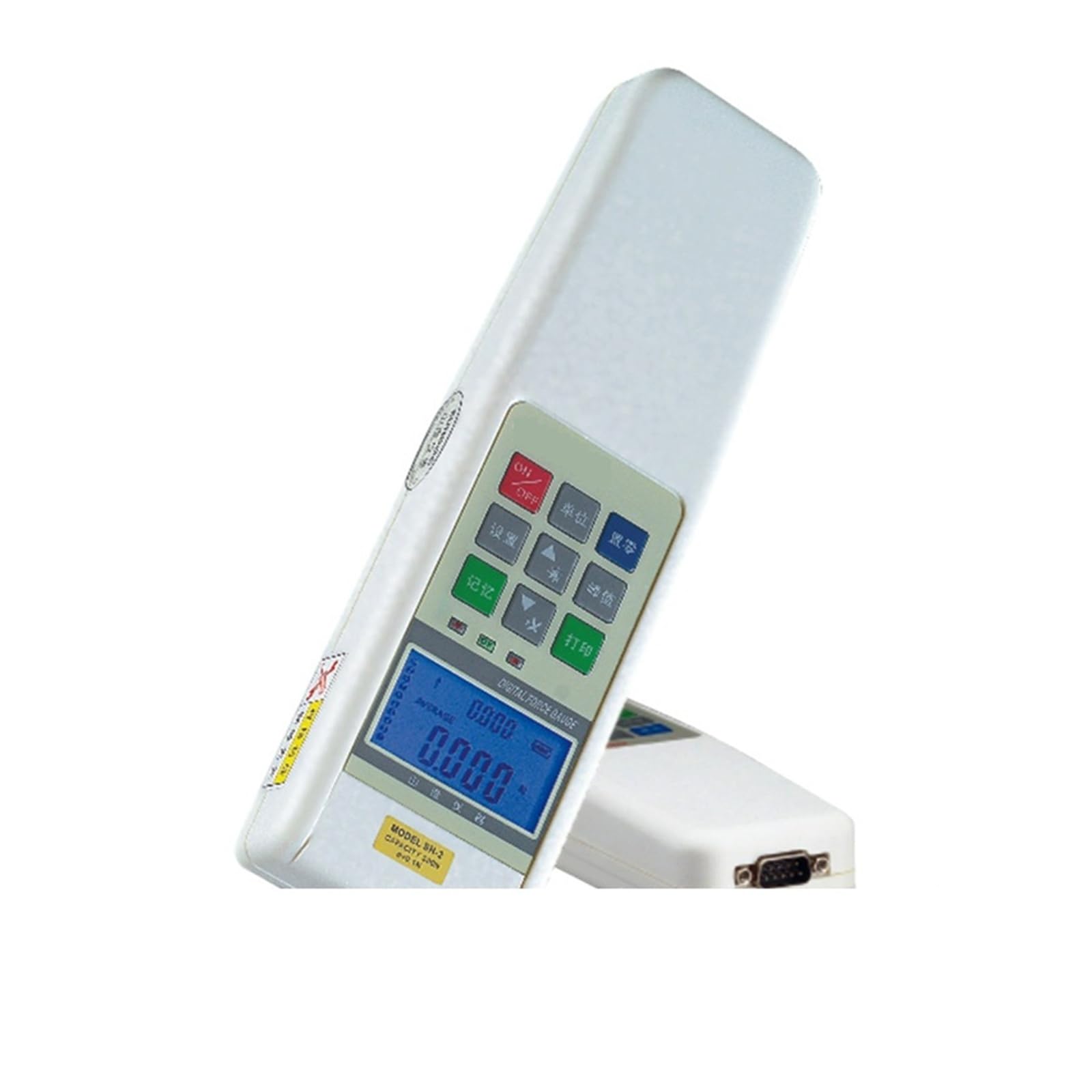 Dinamómetro digital portátil con retroiluminación LCD y apagado automático. Medidor de fuerza de tracción y empuje for ensayos de tracción. Varias pruebas(200N)