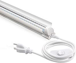 Barrina LED Shop Light 4FT, 40W 5500LM 6500K, No RF Interference Garage Lights with Reflectors, V Shape Linkable LED Shop Lights, Clear Cover LED Ceiling Light, T8 Integrated Light Fixture