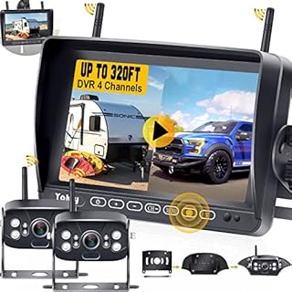 Wireless Backup Camera for RV HD 1080P 2 Wireless Rear View Cameras HighWay Observation System 7 Inch DVR Monitor Touch Key for RVs,Trailers,5th Wheels with Adapter for Furrion Pre-Wired RVs Yakry Y28