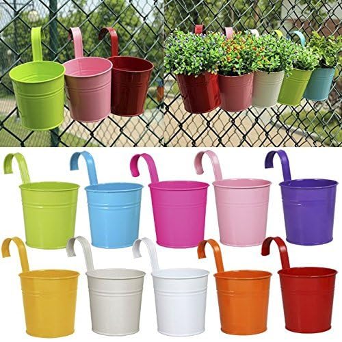Ogima 400003 10 Piece Metal Iron Hanging Flower Pots,Multicolor thumb #2