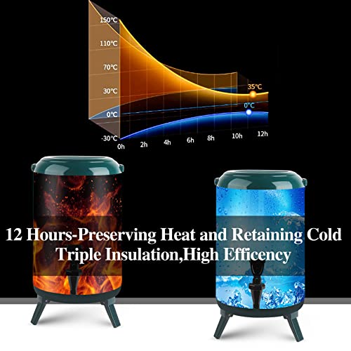 Stainless Steel Insulated Drink Dispensers For Parties, Iced Beverage Dispenser, Insulated Thermal Hot And Cold Beverage Dispenser For Coffee/Hot Tea/Milk/Juice #TOP4