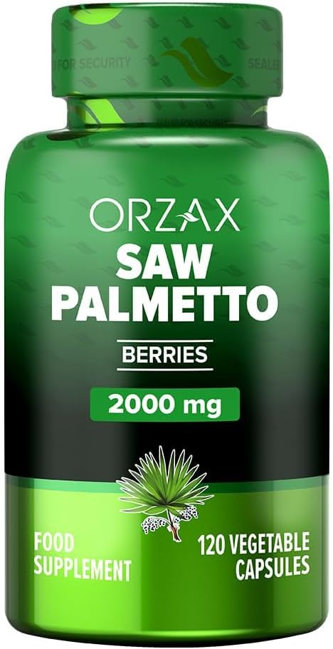 ORZAX Prostate Supplement with Saw Palmetto Extract 2000 mg for Men – Hair & Urinary Support – 120 Veg Capsules – (120-Day Supply)