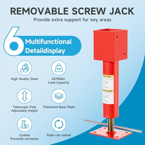 4x4 Screw Jack Post,Adjustable Floor Jacks 12" - 16" Height Range,24700 lbs Max Load Capacity Lumber Jack,Temporary House Jacks for Leveling Crawlspace,Basement Shore Beam Foundation Repair(2 Pack) by Youyikoo - Image 3
