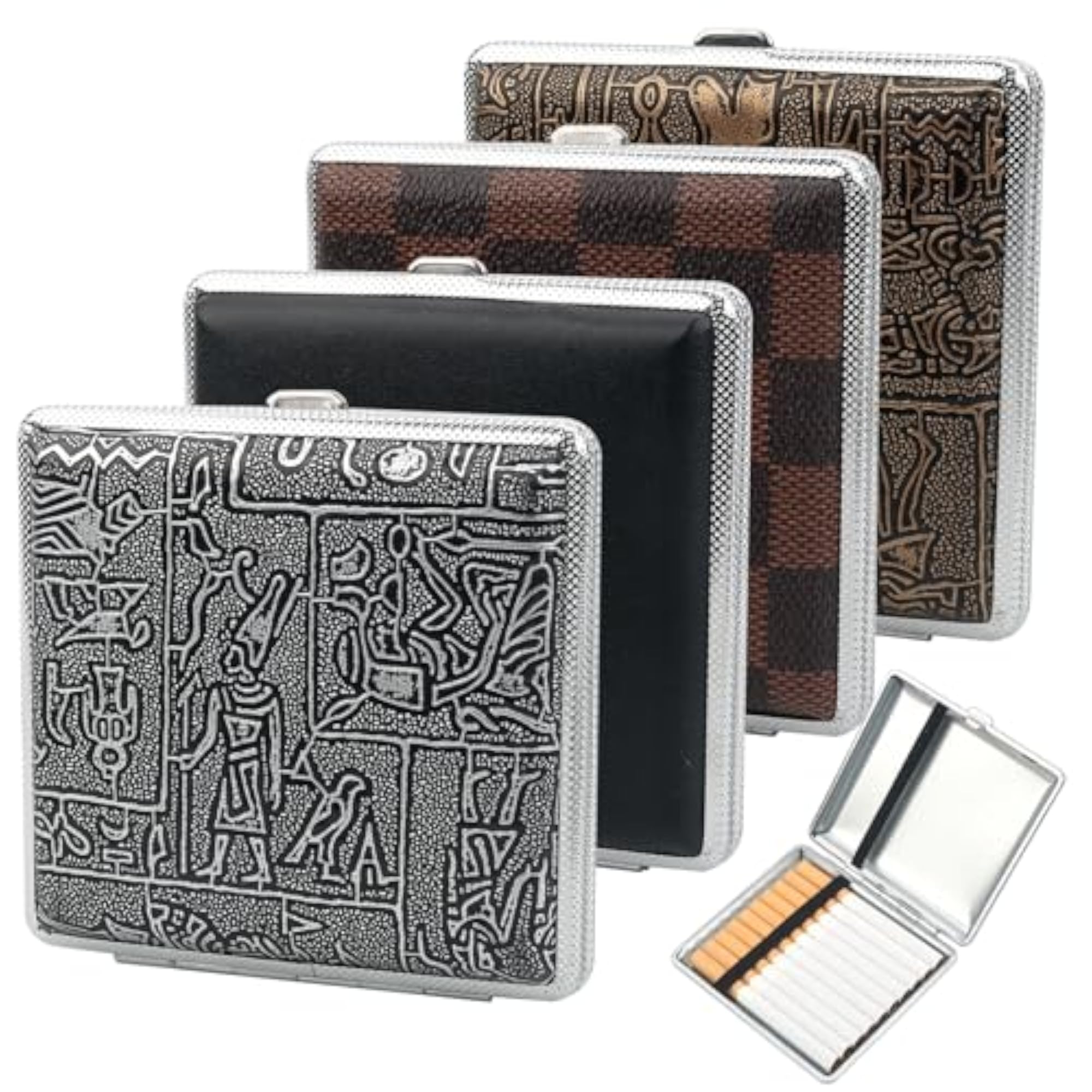 Leather Cigarette Case Set of 4 with Elastic Band
