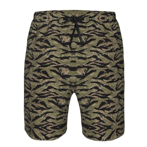 Luckily&Day Tiger Stripe Camo Print Men Beach Shorts | Funny Swim Trunks | Novelty Board Shorts | Casual Sports Trunks4