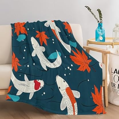 XCQHZYQ Kuscheldecke für Kinder Ahornfisch im japanischen Stil 130x150 cm Decke Fleecedecke Sofadecke Kinderdecke, Superweiche Flanell Wohndecke Geschenke für Jungen Mädchen – Bild 6