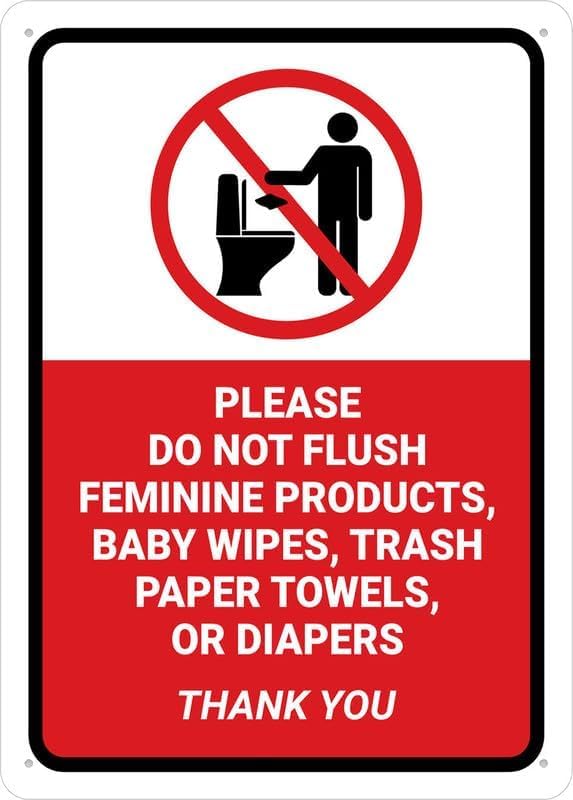 Please Do Not Flush Feminine Products Tin Sign Warning Metal Sign Vintage Wall Decor for Home Farm Bar