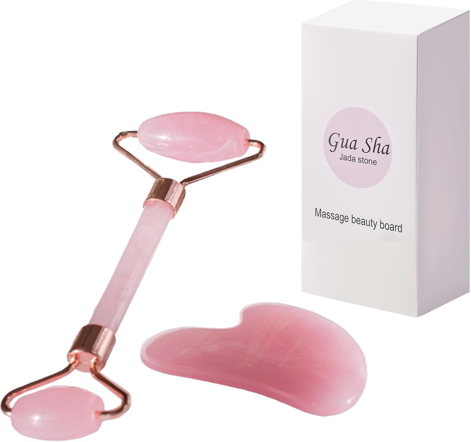 New Upgrade Face Roller and Gua Sha Set, Resin Facial Massager Tool for Skin Care Relieve Tensions, Smooth and Drop-Proof Body Gua Sha Tool Gift for Men Women, Mother’s Day Gifts, Light Pink