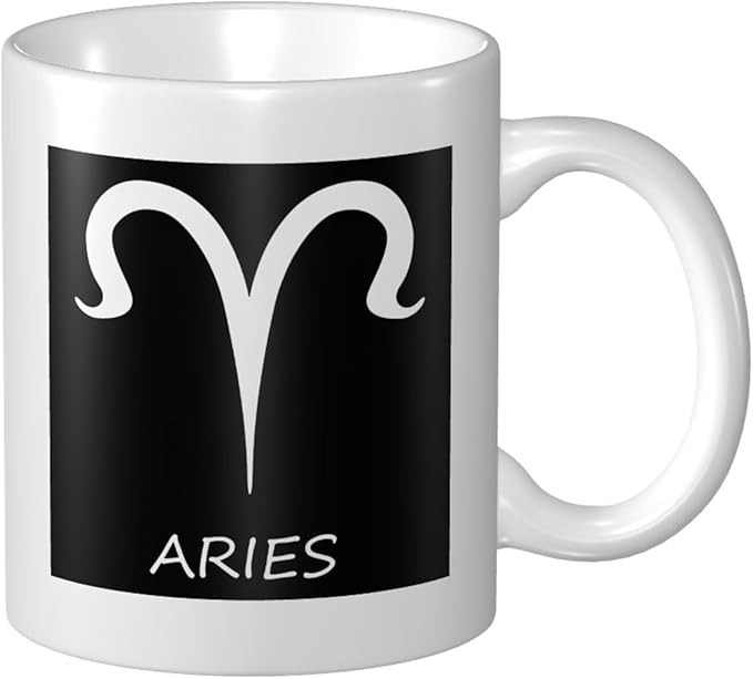 Aries Sign Classic Ceramic Coffee Mug with Handle, Gifts for Men, Women - Perfect for Home, Office, Gift - Durable, BPA-Free, White (11 oz)