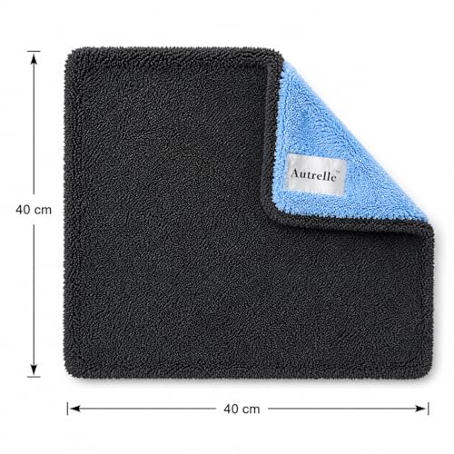 Image of Microfiber Cloth for Car Cleaning 1200 GSM, 60x40 cm, Grey & Aqua, 2 Pcs (2)