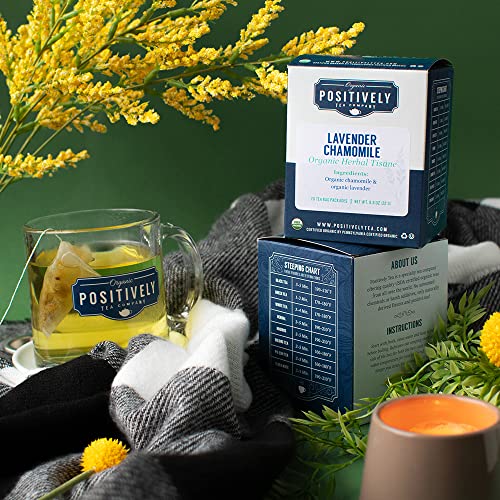 Image of Organic Positively Tea Company, Lavender Chamomile, Herbal Tea Bags, 20 Count
