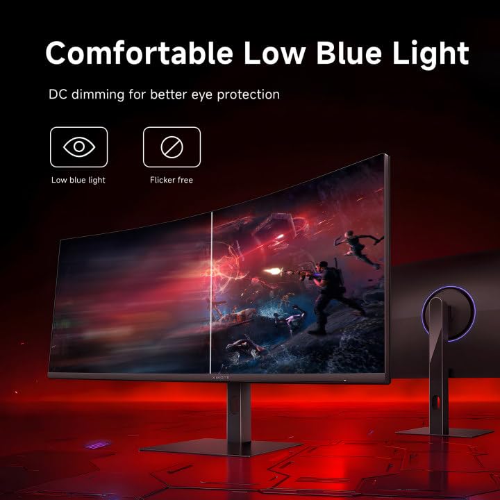 XIAOMI 34 inch 180Hz Curved Gaming Monitor, 1ms 1500R WQHD 2K 100% sRGB Desktop LCD Computer Screen PC Vertical HDMI Computer Monitors Ultrawide FreeSync Premium with DisplayPort Adjustable Stand