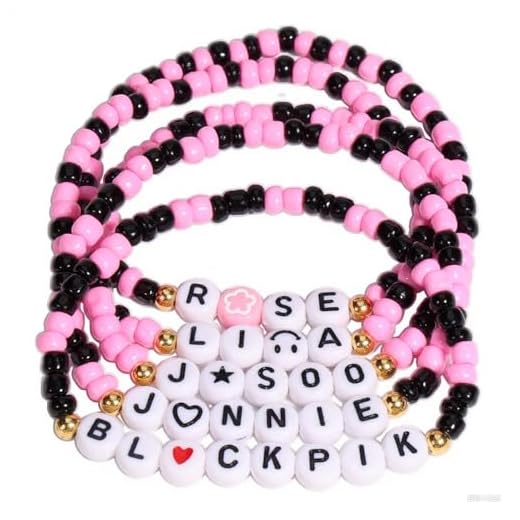 AICase for Blackpink Inspired Bracelets Set Merch, Black Pink Kpop Merch Outfits for Concert Accessories Fashion Korean Jewelry Beaded Friendship merchandise Gifts for Fans Birthday Christmas