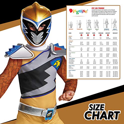 Gold Power Rangers Costume For Kids. Official Licensed Gold Ranger Dino Charge Classic Power Ranger Suit With Mask For Boys & Girls, Medium 7-8 #TOP3