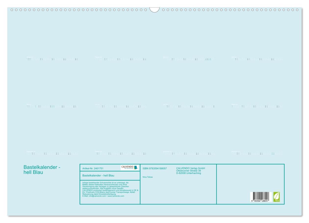 CALVENDO - Bastelkalender - hell Blau (Wandkalender 2027 DIN A2 quer), Monatskalender: Bastelkalender - hell Blau