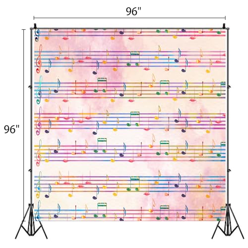 Fondo Fotográfico Rosa Notas Musicales 8x8 ft miniatura 4