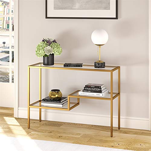 Pemberly Row Traditional Two Tier Metal Console Table In Gold And Brass Finish #TOP7