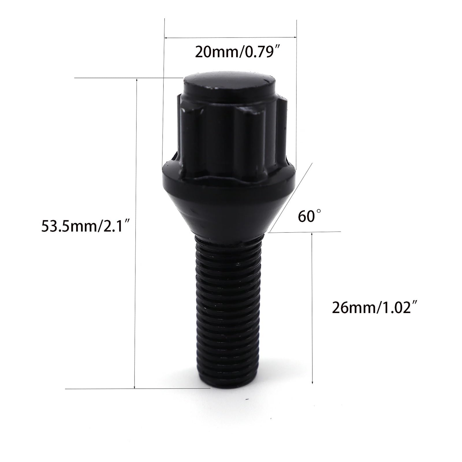 4 écrous antivol roue Convient for BMW, séries 1, 3 et 5 E39, E46, E60, E61, E82, E87, E90, E92, E93, M12x1,5x26 mm écrou de roue antivol