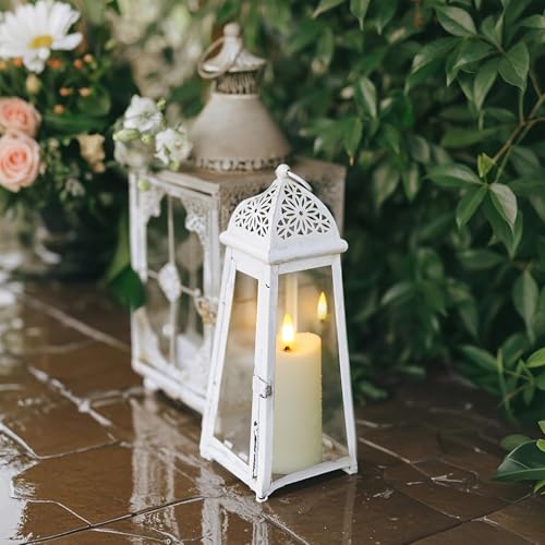 Image of Waterproof Flameless 2.2 inch x4 inch 4 inch 5 inch 5 inch 6 inch 6 inch 7 inch 7 inch Pillar Candles with Remote Control and Timer, LED Ivory Battery Operated Plastic Wave-Shaped Design Pack of 8 Outdoor Flickering