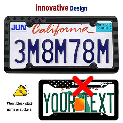 Image of Silicone License Plate Frames American Flag, 2 Pack Patriotic Plate Frames