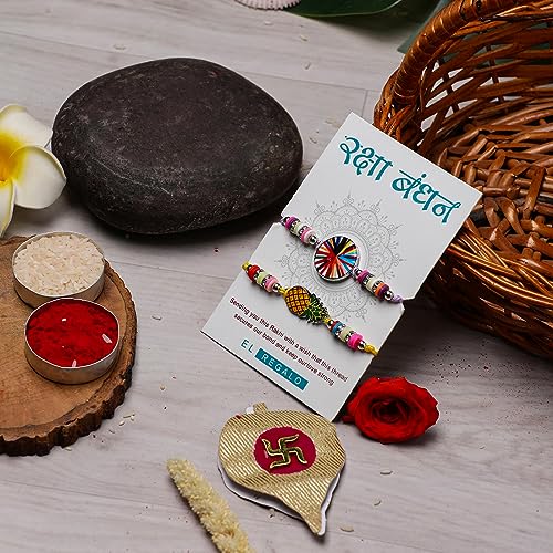 Image of El Regalo 2 PCs Cute Rakhis Set for Kids - Beautiful 2 Kids Rakhis Set for Girls & Boys with Roli Chawal, Message Card in Rakhi Gift Box for Little Brother /Niece /Nephew