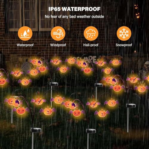2 Pack Halloween Solar Lights Outdoor, Solar Pumpkin Stake Lights - image 7