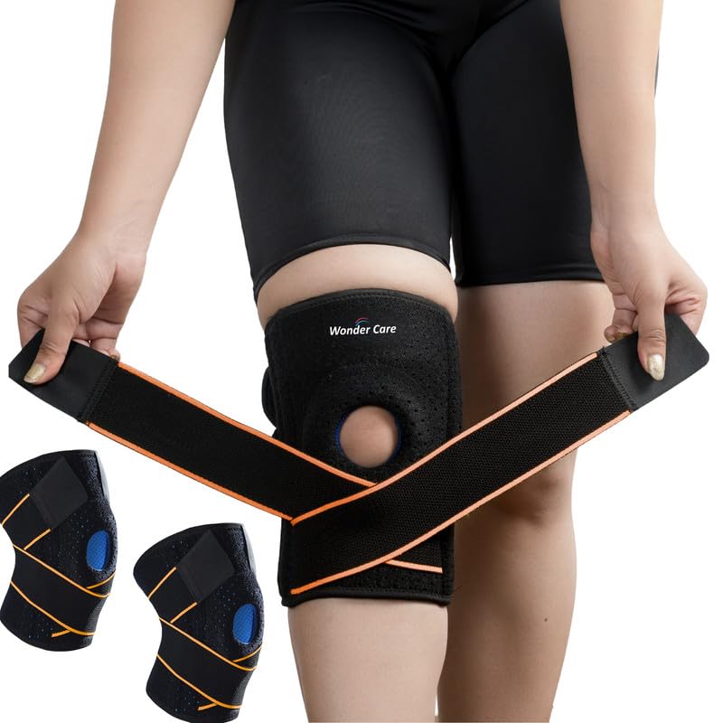 Image of Wonder Care Compression Knee Support with Side Stabilizers & Patella Gel Ring, Adjustable Knee Brace for Joint Pain Relief, Arthritis, Knee Pain, ACL Tear, MCL Tear, Meniscus Tear (Special,2Unit)