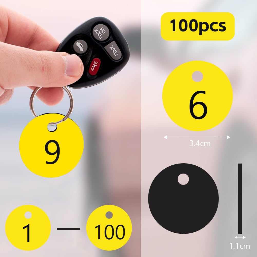 Portachiavi Numerati 1-100 - Targhette In Plastica Con Foro Per Identificazione - Foto 6