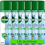 Dettol, Antibacterial Spray, Crisp Linen, 1.8L (300ml x 6pck) Disinfectant, Household Sanitiser, Hard Surfaces, Upholstery cleaner, No Wiping, Kills 99.9 Percent of bacteria