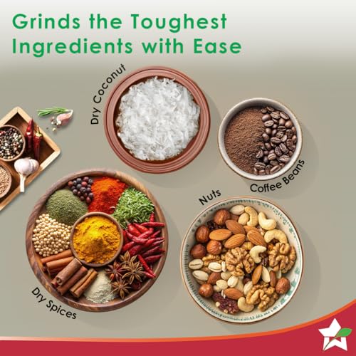 Image of Wonderchef Cube 1000W Mixer Grinder, 3 Jars with Flow Breakers, Special Coarse Blade for Silbatta-style Khada Masala Grinding, Ideal for Grinding, Blending Chutney, Idli /Dosa Batter, 2-Yr Warranty