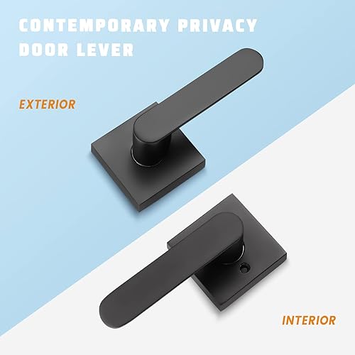 Miniatura 2 de KNOBWELL Paquete de 3 manijas negras para puertas interiores resistentes, manijas de puerta de armario, manijas de puerta de paso, juego de manijas
