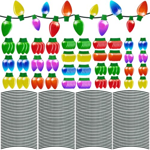 Image of 290PCS Christmas Car Refrigerator Decorations - 140 Reflective Bulb Light Shaped Magnets 150 Magnetic Wires Ornaments Set Xmas Holiday Cute Decor