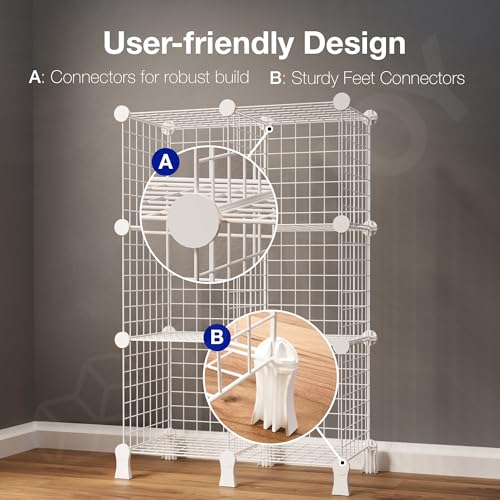 Image of BOXJOY 6 Shelf Metal Grid Showcase Rack for Living Room Display | Open Cabinet for Books, Decor & Collectibles | DIY Modular Bookcase Organizer for Home, Bedroom, Office (White)