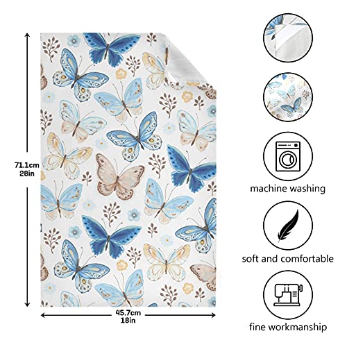 Alaza Butterflies Blue Kitchen Towels Set Of 4 Dish Cloths For Washing Dishes 18 X 28 Inches Tropical Tea Towels Dish Towels Rags For Kitchen Décor #TOP3