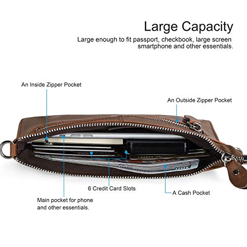 Image of befen Genuine Leather Wristlet Clutch Wallet Purses Small Crossbody Bags for Women with RFID Blocking Card Slots