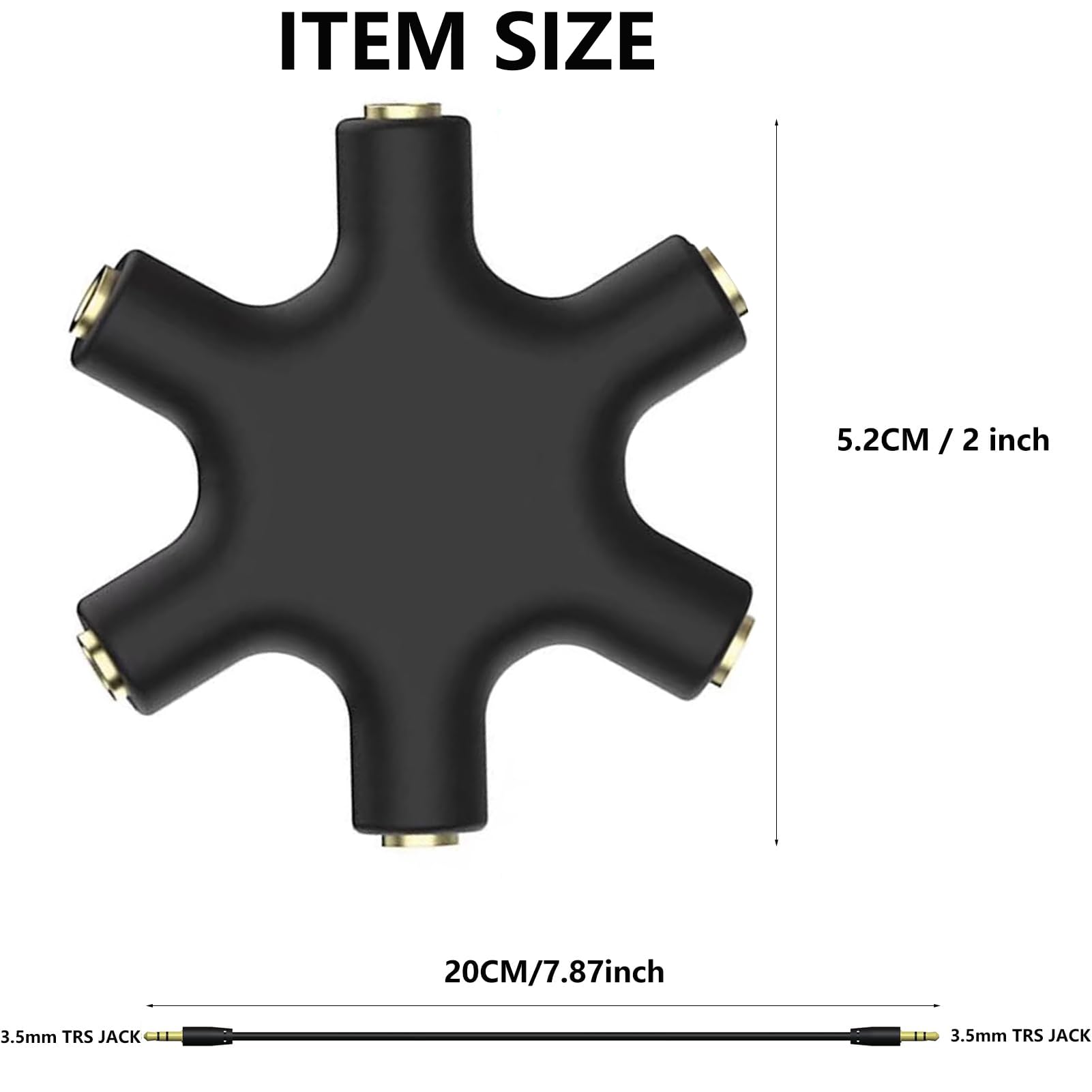Divisor de audio hembra de 5 puertos de 3,5 mm, adaptador de conector de auriculares de 5 vías para auriculares 【Paquete de 5】