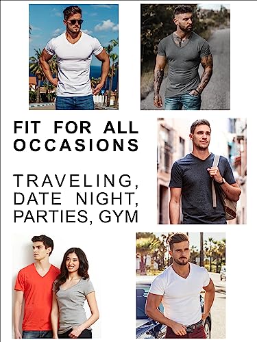 Galaxy by Harvic Men's 6-Pack Short Sleeve V-Neck Modern Fit Classic Tees (S-3XL)2