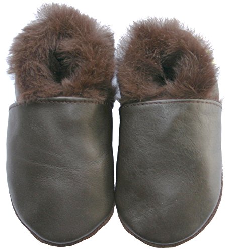 Leather Fur Lining Baby Soft Sole Shoes Boy Girl Infant Child Kid Toddler Prewalk Classic Brown Fur (12-18month, Brown)