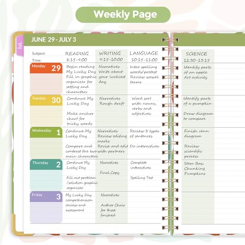 SKYDUE Teacher Planner 2026-2027 Academic Year, 8.5" x 11" Deluxe Teacher Lesson Planner with Monthly Tabs & Stickers, Lesson Plan Book 26-27, AbstractFloral - Image 5