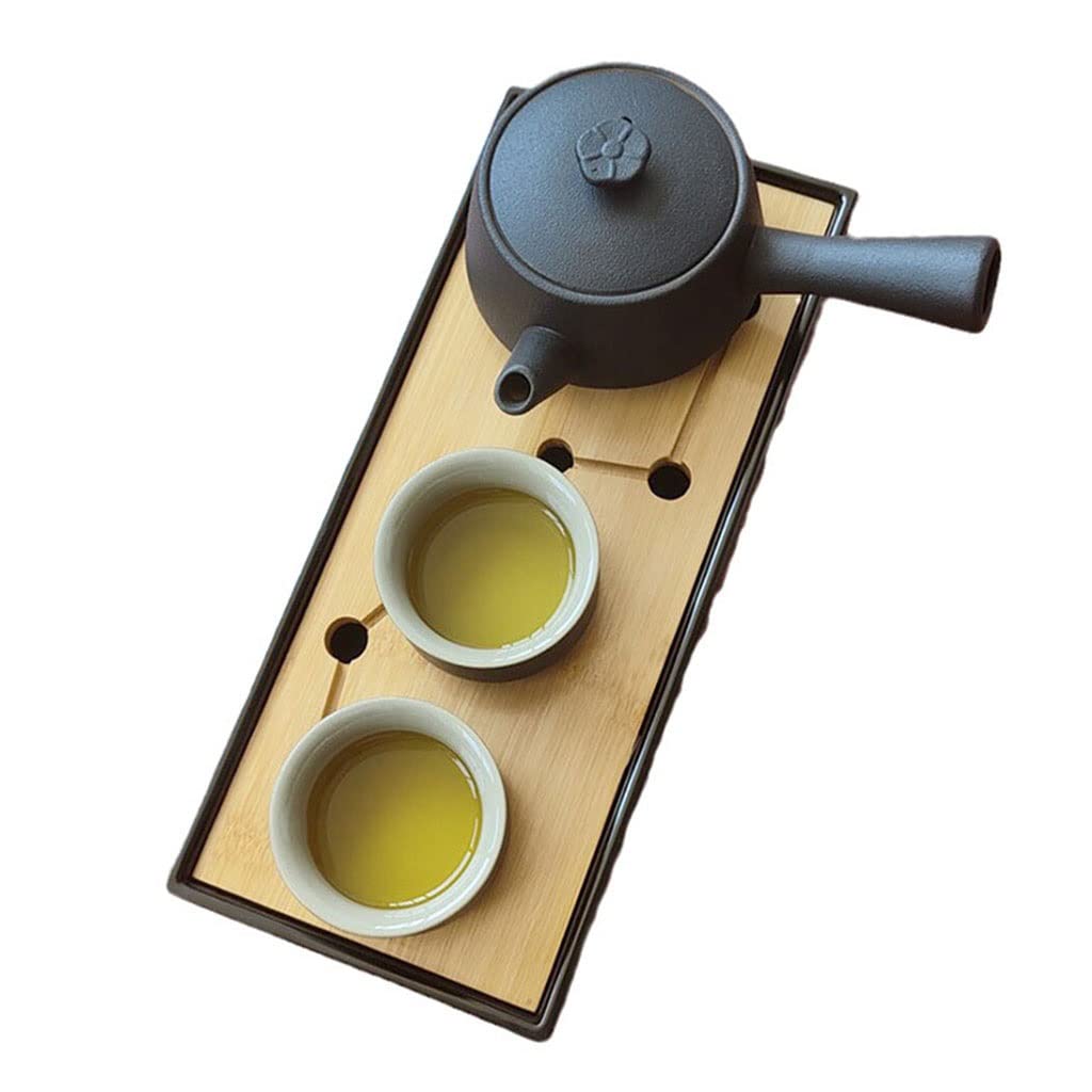 DFGHNBVC Chinese Gongfu Tea Table Serving,Travel Tea Set Kungfu Tea Pot Cups Tray With Gift Accessories Black Portable Packaging,A